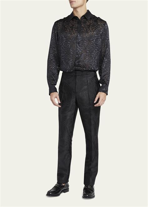 Versace Men's Barocco Silhouette Jacquard Pants